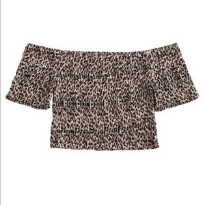 Leopard Smocked Off The Shoulder Top